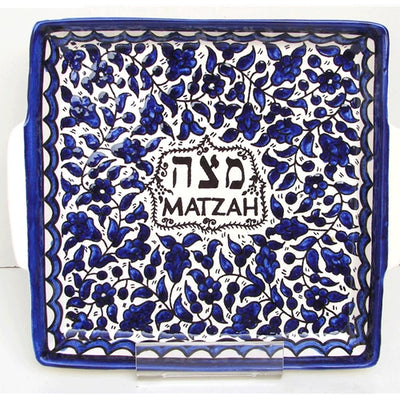 Blue Armenian Matzah Plate