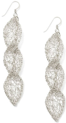 Silver 3 Leaf Dangle Earrings