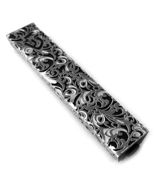 Jacquard  Mezuzah Black and Silver by Metalace