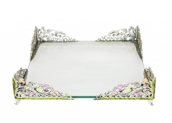 Freesia Glass and Pewter Matzah Plate