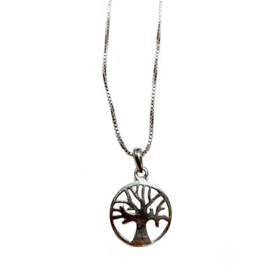 Tree of Life, Simple Round Sterling Silver Necklace