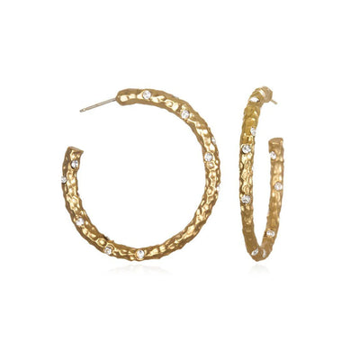 Gold 1.5" Pavia Crystal Hoop Earrings