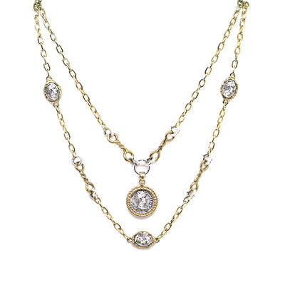 Gold Two Tier Twisted Faustina Necklace