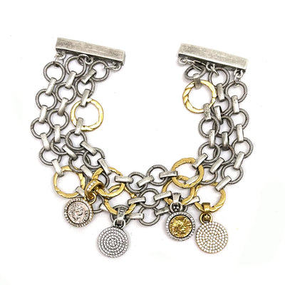 Triple Chain Charm Bracelet