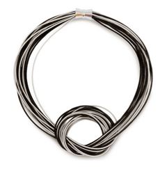 Black and Silver Large Knot Piano Wire Necklace