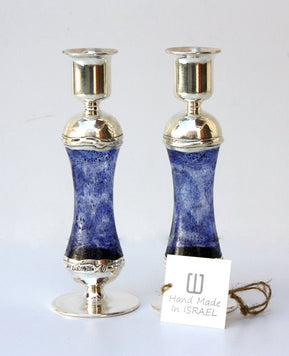 Blue Glass and Sterling Silver Candlesticks - The Weitzman Museum Store - 7 - 847384007510