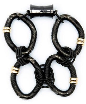 Black and Silver Round Rings Bracelet