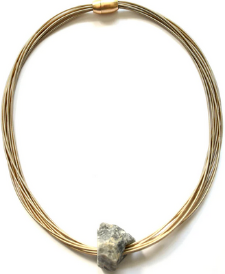 Champagne Multi Strand Wire Necklace w/ Labradorite Stone