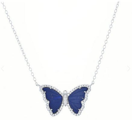 Blue Lapis Butterfly Crystal Necklace