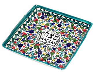 Teal Armenian Style Matzah Tray
