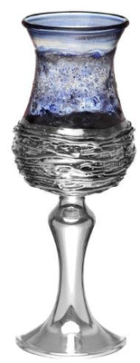 Sterling Silver and Blue Glass Wide Kiddush Cup