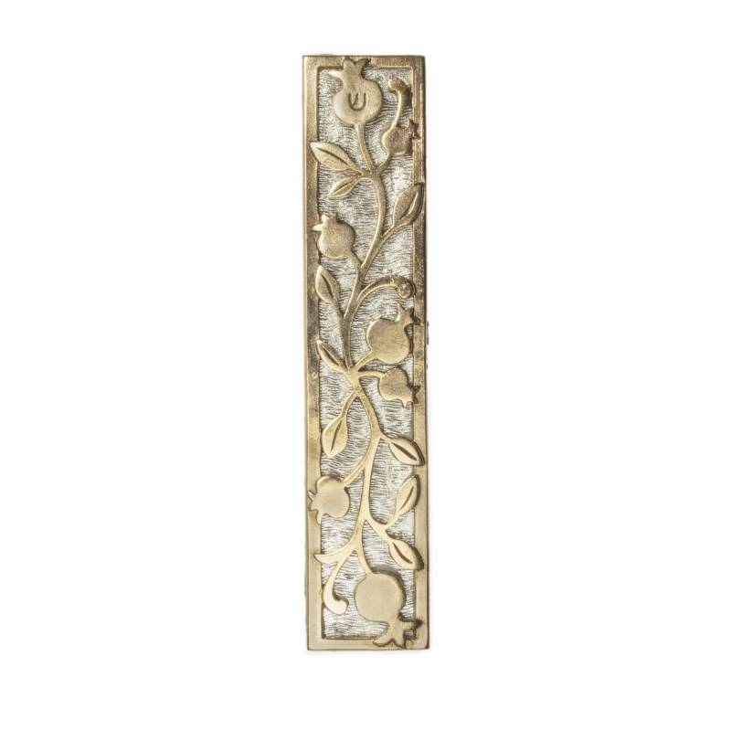 Silver w/Gold Pomegranate Mezuzah - The Weitzman Museum Store - MEZ217B