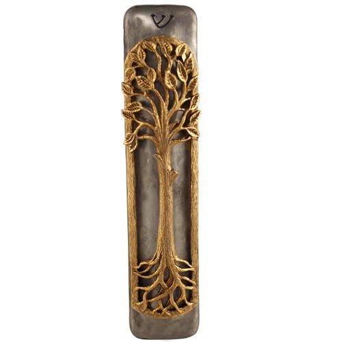 Tree w/Gold Overlay Mezuzah - The Weitzman Museum Store - MEZ174A