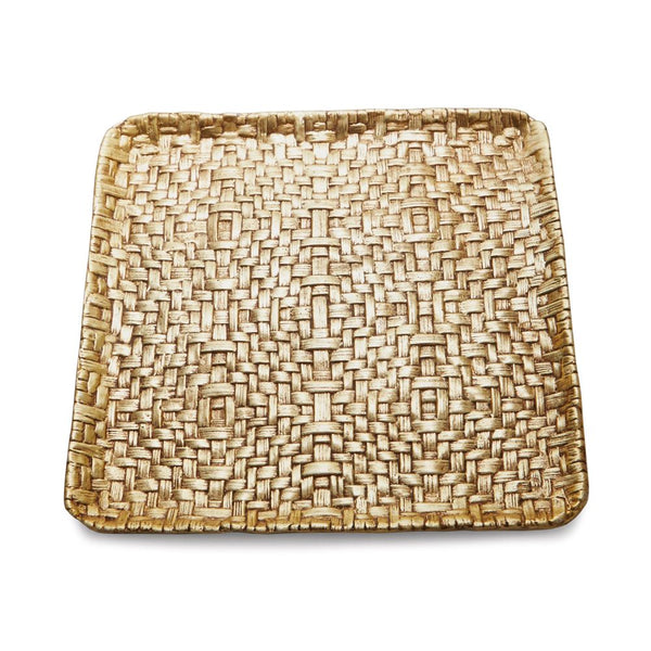 Woven Palm Square Matzah Plate Gold by Michael Aram - The Weitzman Museum Store - 7 - 847384015392